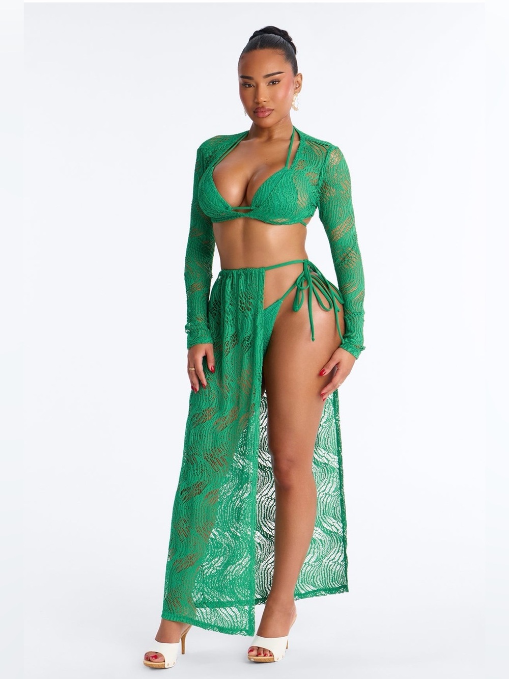 Fashion Nova Green Bikini & Swim Cover-Up Set💚